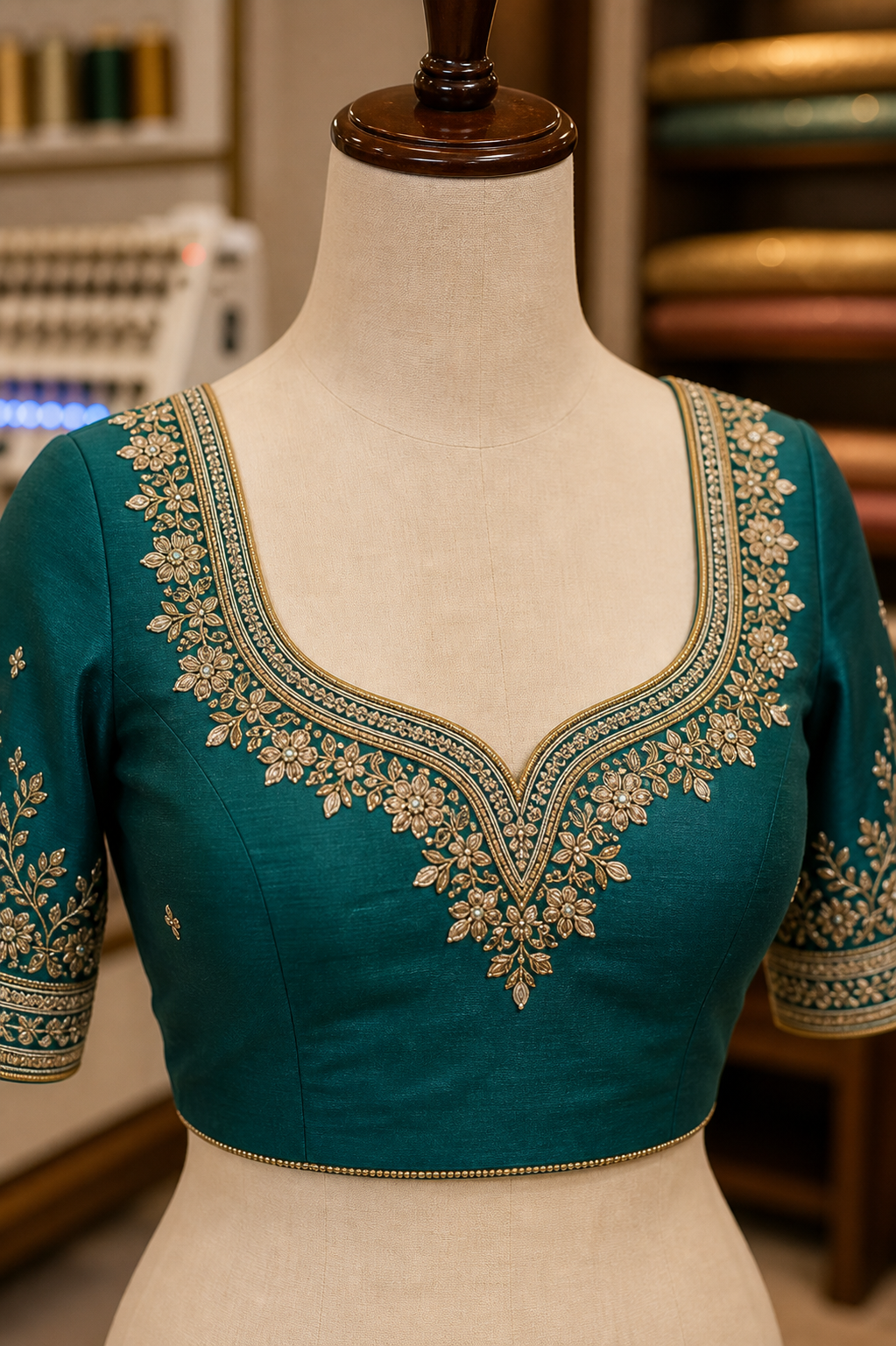 Instagram showcase of intricate neckline embroidery