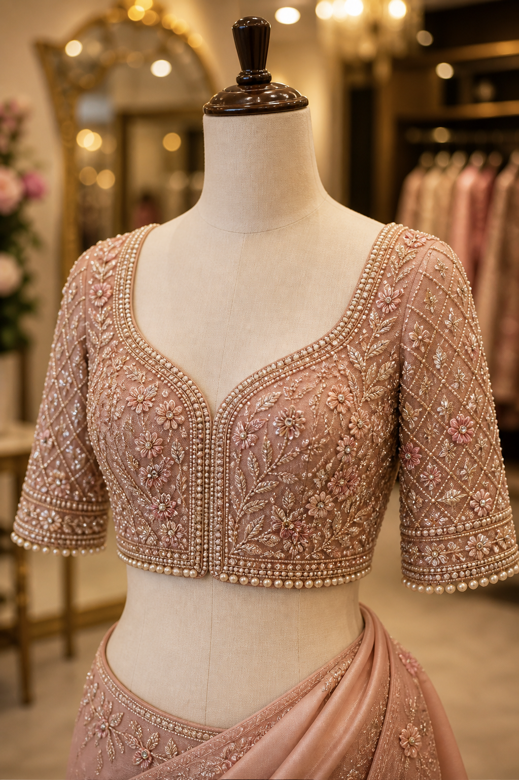Instagram showcase of rose gold beadwork blouse